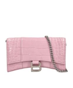 Balenciaga hourglass Wallet On Chain in Light Pink 9in/23cm