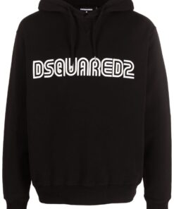 Dsquared2 Outline logo-print katoenen hoodie zwart
