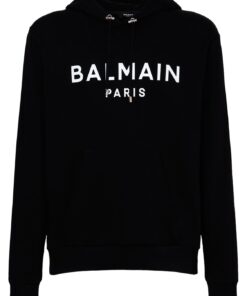 Balmain Paris Logo Bedrukte Hoodie in Zwart